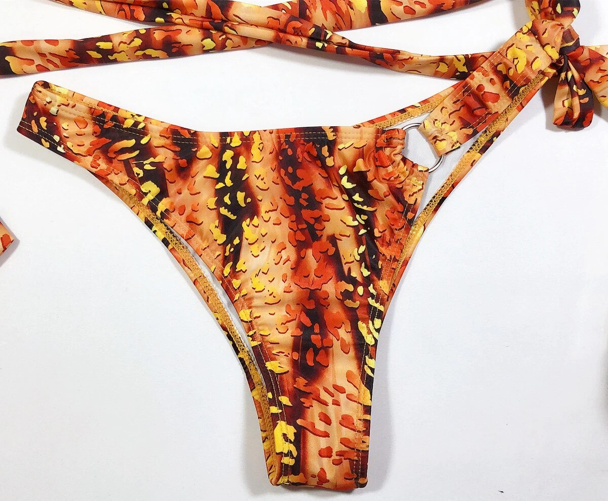 Brandei® | Printed Bikini With Puffy Sleeves
