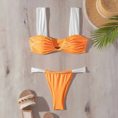 Braine® | Pleated V-Neck Bikini Set