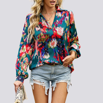 Lesley® | Blouse With V-Neck And Abstract Print