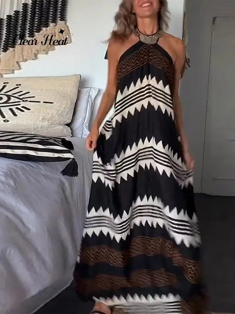 Yasmin® | Long A-line dress with ethnic print