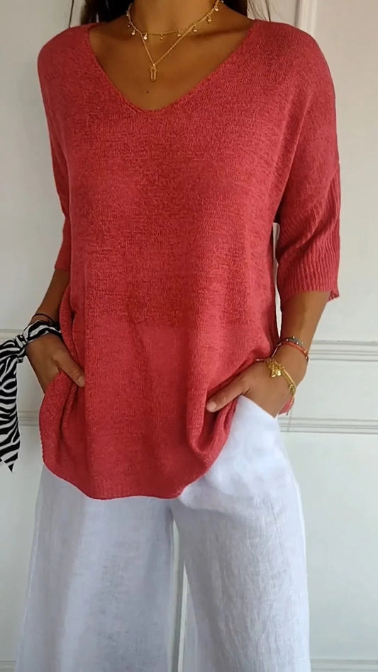 Lydia® | V-neck knitted top