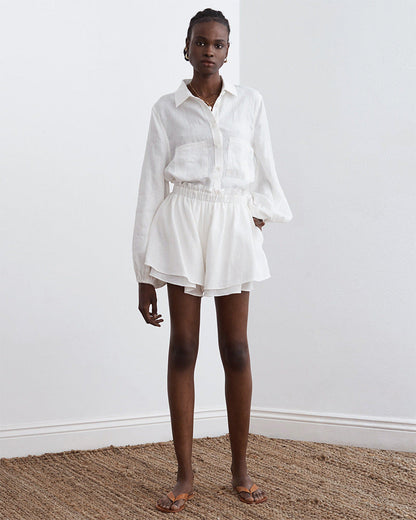 Adelina® | Cotton shirt and shorts set