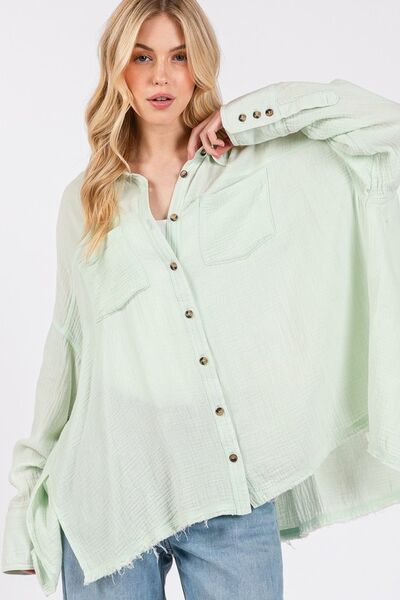 Virginia® | Button-down shirt with side slit and frayed hem