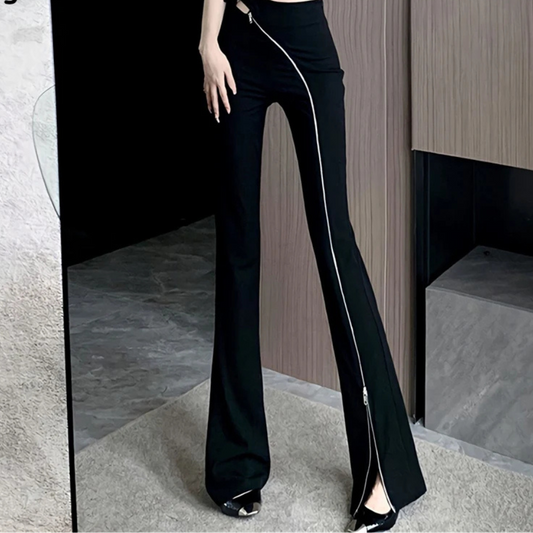 Abigail® | Bootcut trousers women's high-waist bootcut trousers with asymmetrical zip