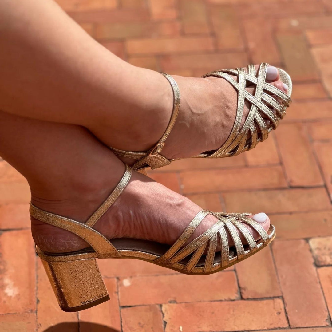 Sadie® | Golden heel sandals