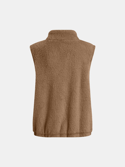 Leonor® | Fluffy vest coat with zip closure and full size pockets