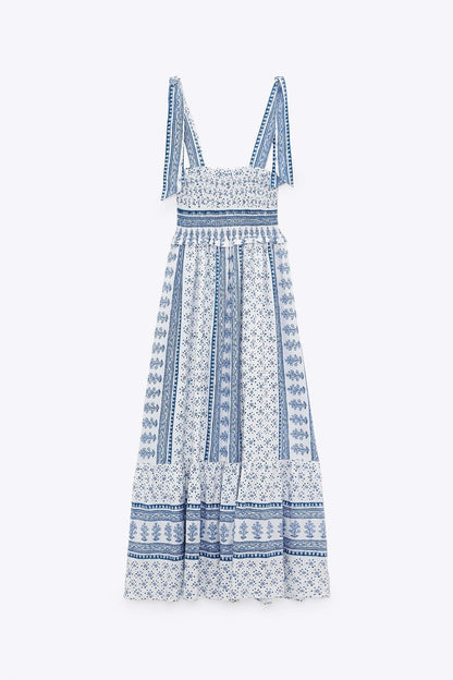 Leonor® | Printed Midi Dress With Gathered Straps