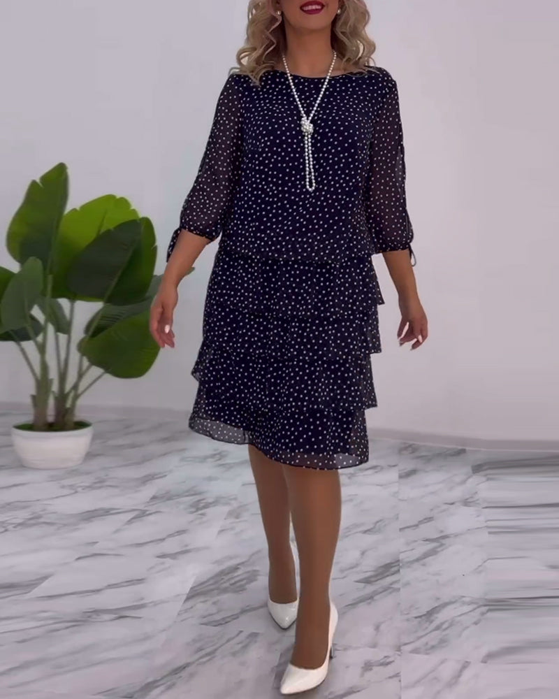 Adriela® | Elegant Polka Dot Layered Dress