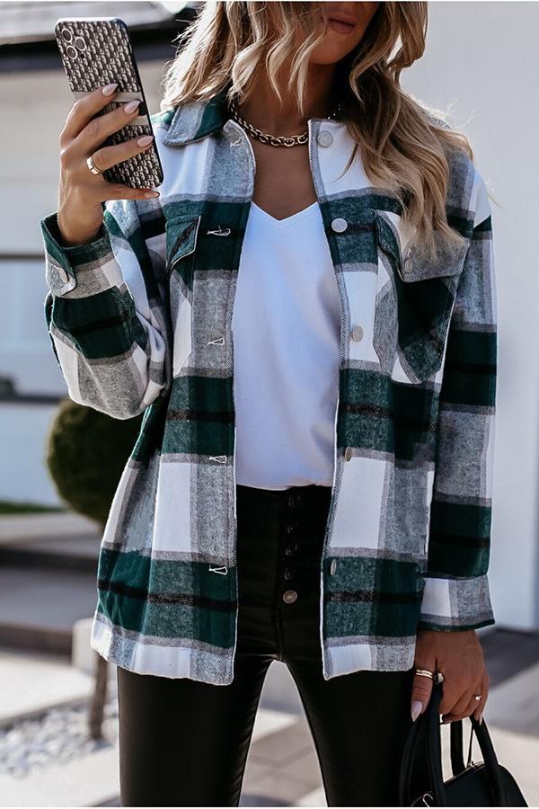 Adela® | Unstoppable Feeling Plaid Pocketed Relaxed Jacket