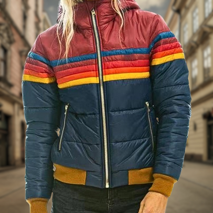 Luisa® | Retro quilted jacket with bold color accents and stripes