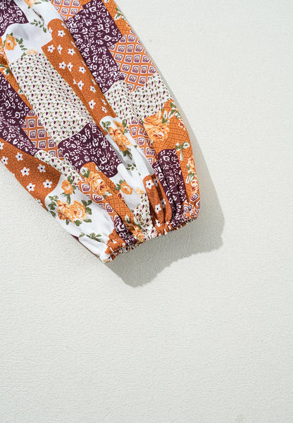 Luz® | Printed mini shirt dress with collar and three-quarter sleeves