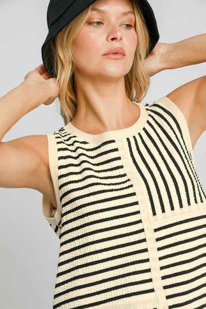 Lyra® | Structured, striped tank top with a crew neck