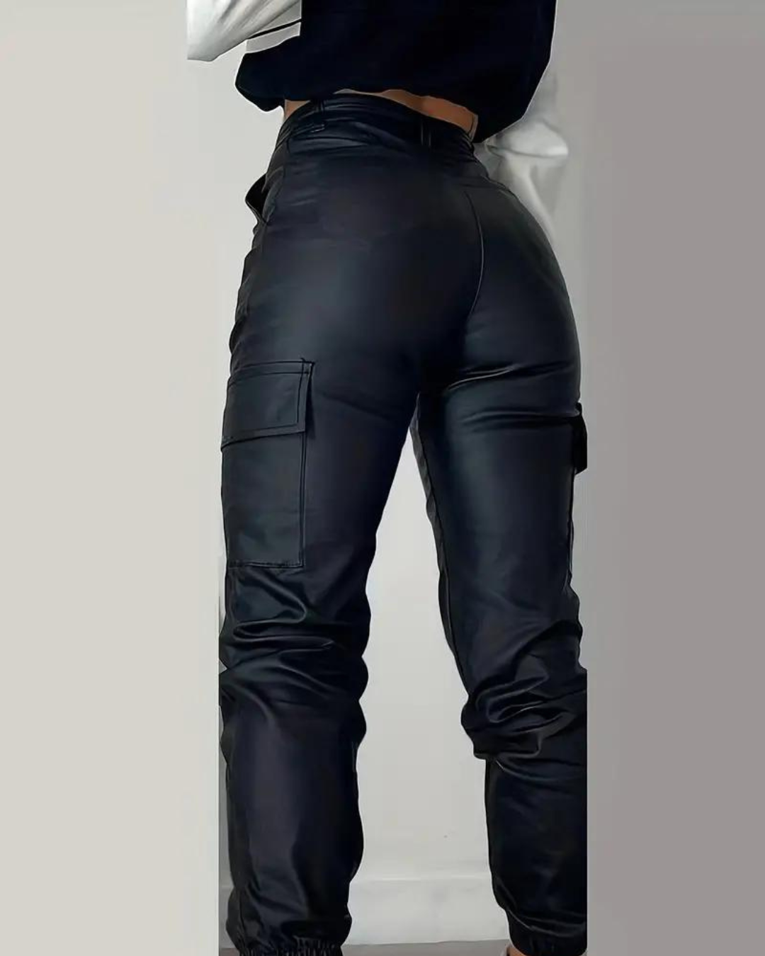 Leila® | Slim Cargo Leather Pants For Women