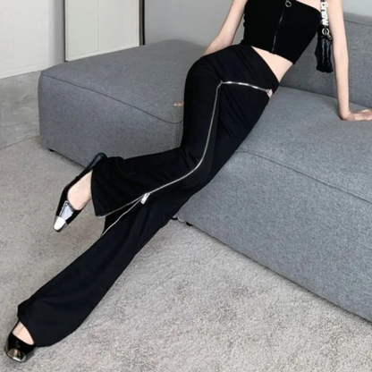 Abigail® | Bootcut trousers women's high-waist bootcut trousers with asymmetrical zip