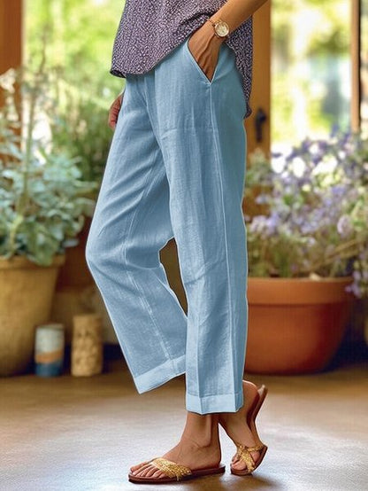 Aaliyah® | Cotton Linen Wide Leg Pants for Women