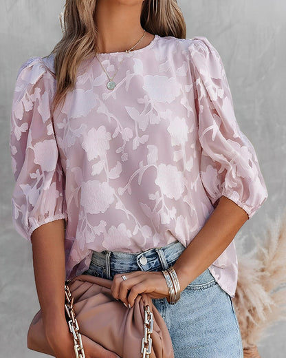 Adelina® | Elegant floral blouse with puff sleeves