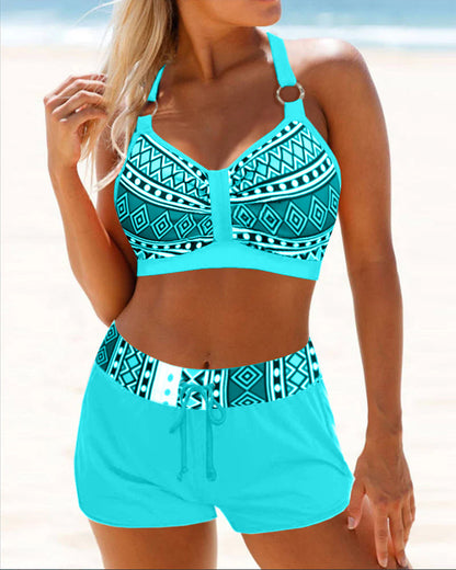 Karol® | Halter neck bikini with high waist shorts