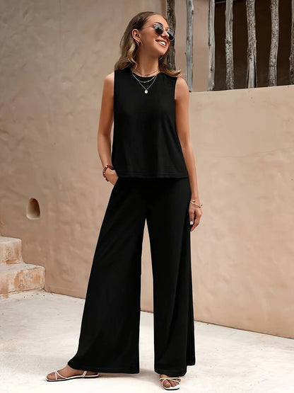 Adalina® | Casual Tank Top And Wide-Leg Pants