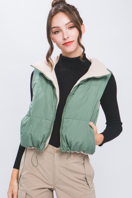 Lina® | Cropped, reversible zip-up vest from Love Tree