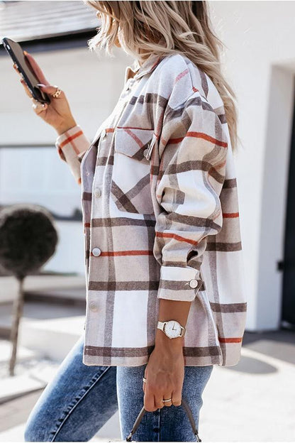 Adela® | Unstoppable Feeling Plaid Pocketed Relaxed Jacket