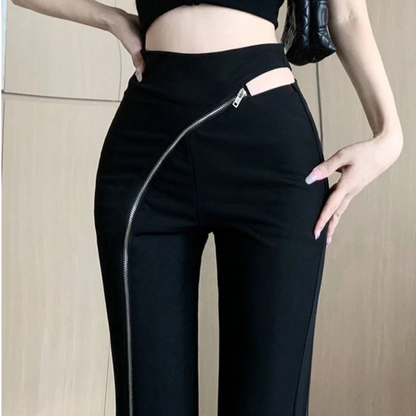 Abigail® | Bootcut trousers women's high-waist bootcut trousers with asymmetrical zip