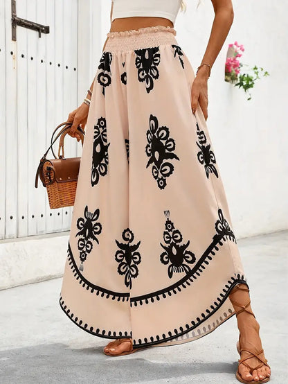 Lena® | Wide-Leg Trousers With Tribal Print