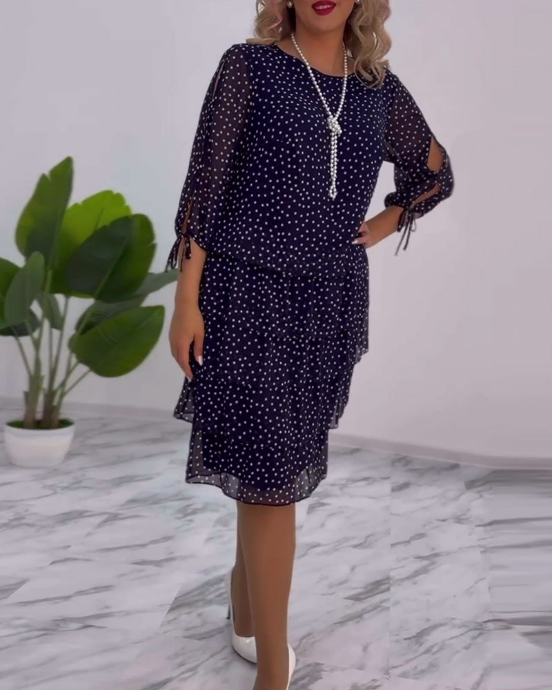 Adriela® | Elegant Polka Dot Layered Dress