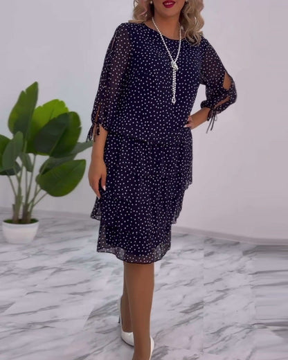 Adriela® | Elegant Polka Dot Layered Dress
