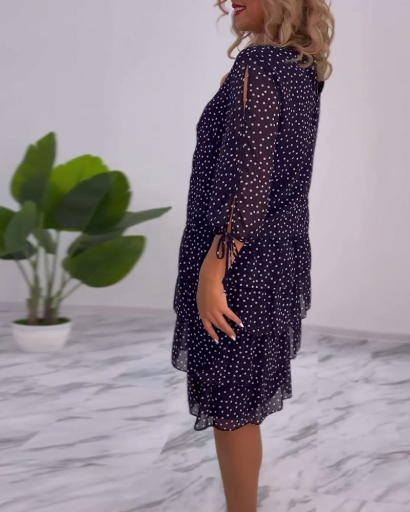 Adriela® | Elegant Polka Dot Layered Dress