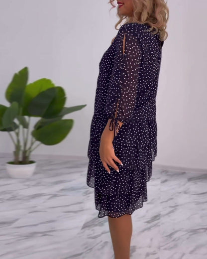 Adriela® | Elegant Polka Dot Layered Dress