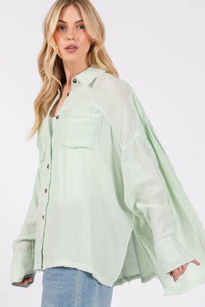 Virginia® | Button-down shirt with side slit and frayed hem