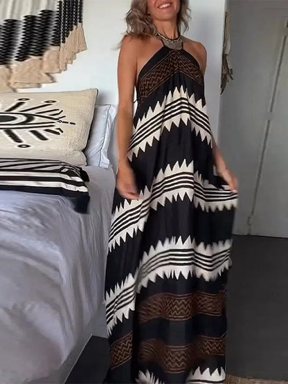 Yasmin® | Long A-line dress with ethnic print