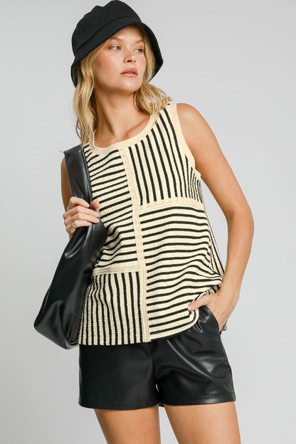 Lyra® | Structured, striped tank top with a crew neck