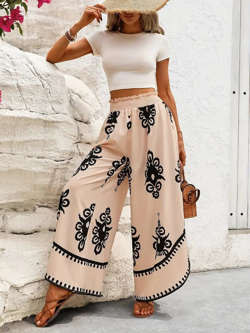 Lena® | Wide-Leg Trousers With Tribal Print