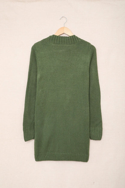Lyra® | Green cardigan with front pocket and button closure