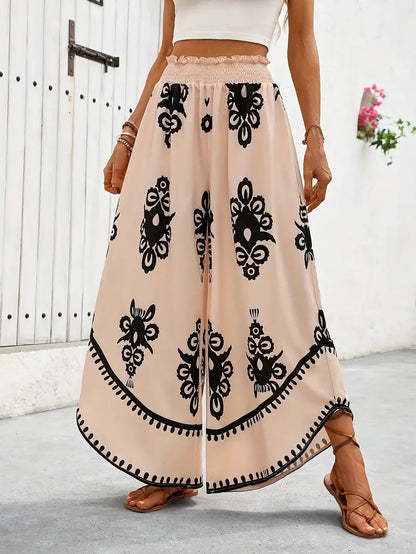 Lena® | Wide-Leg Trousers With Tribal Print