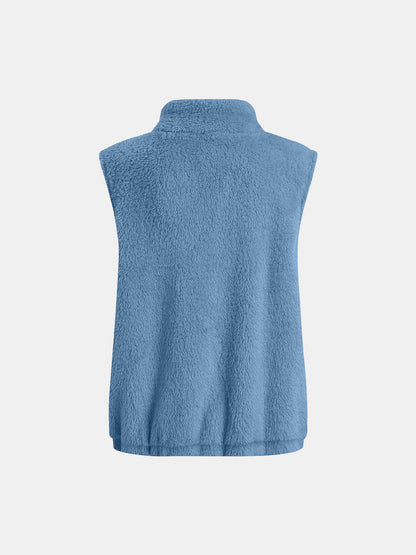 Leonor® | Fluffy vest coat with zip closure and full size pockets