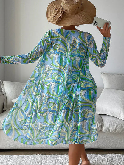 Boronia® | Printed High Waist Cover Up Bikini Set