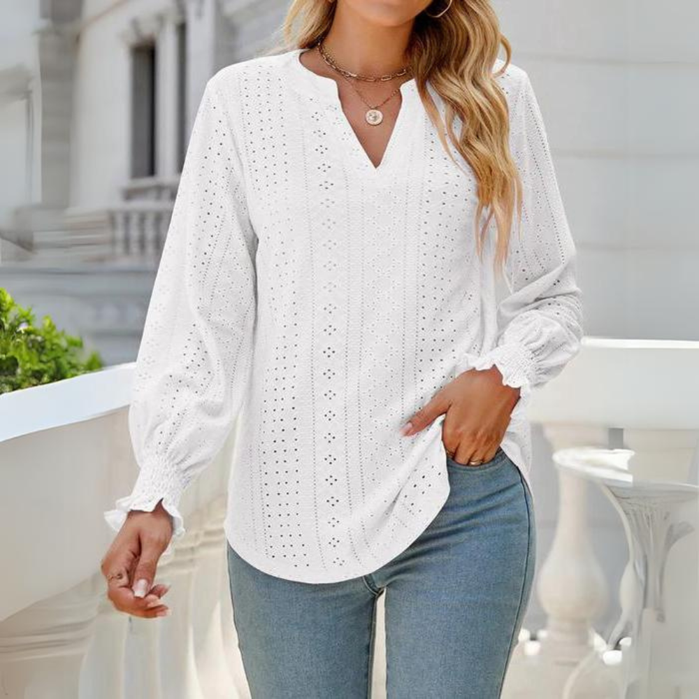 Lola® | Elegant hollow out ruffle blouse