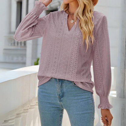 Lola® | Elegant hollow out ruffle blouse