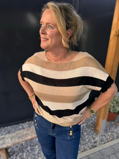 Leopoldina | Shirt finely knitted black beige white