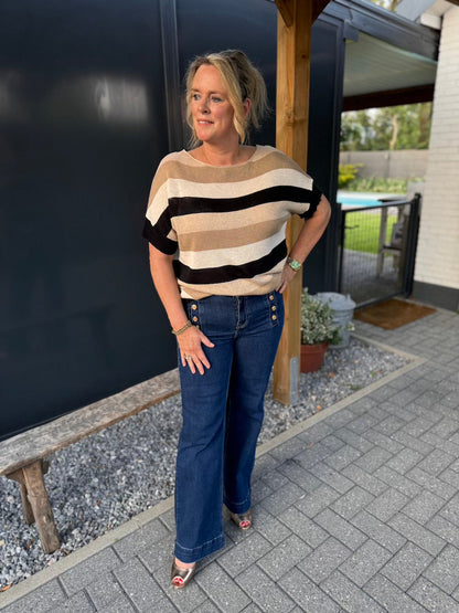 Leopoldina | Shirt finely knitted black beige white