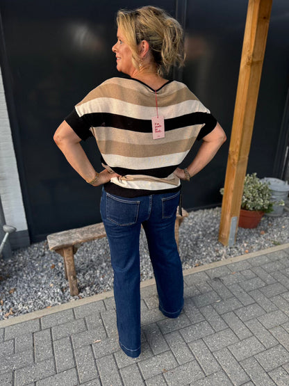 Leopoldina | Shirt finely knitted black beige white