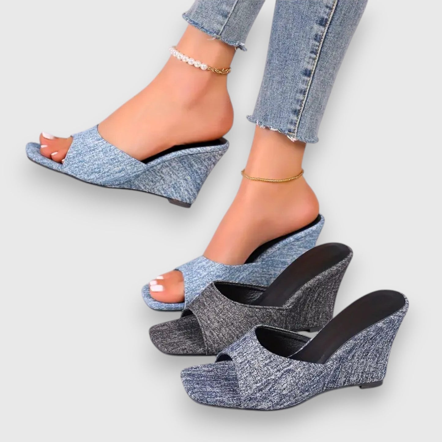 Ximena® | Jeans Keilabsatz Sandals