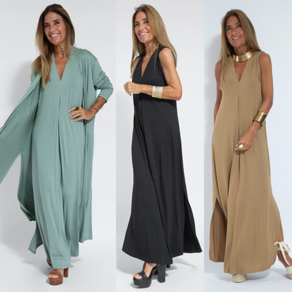 Mabel® | Long Slimming Dress And Vest Set