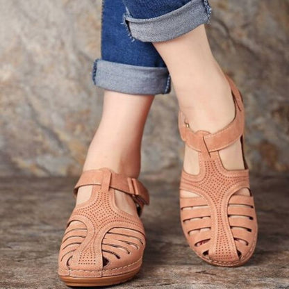 Janice® | Vintage Style Leather Orthopedic Sandals