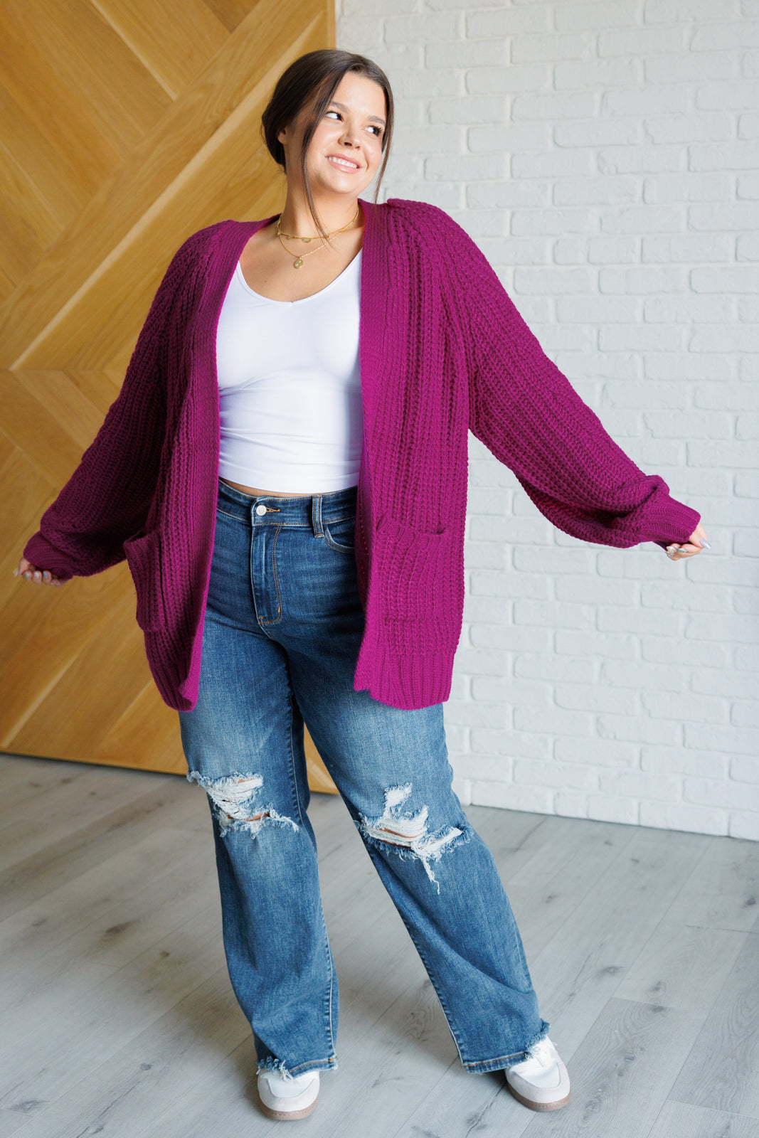 Leonie® | Maybe Monday Cardigan in Berry