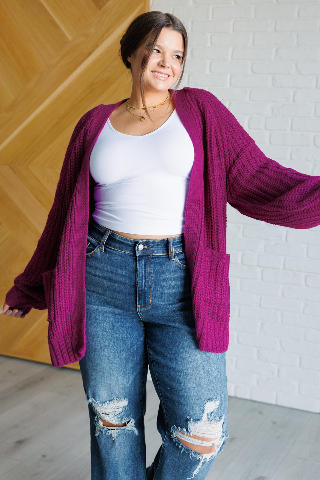 Leonie® | Maybe Monday Cardigan in Berry