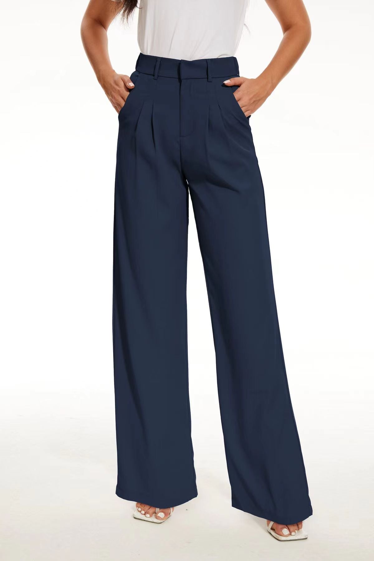 Abigail® | Waffle Fabric Wide Leg Trousers