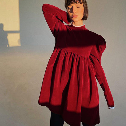 Leila® | Women'S A-Line Dress With High Collar And Ruffle Details